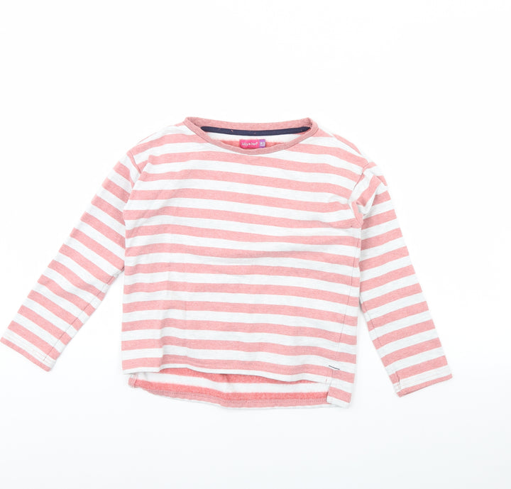 lily & dan Girls Pink Striped Pullover Jumper Size 10 Years