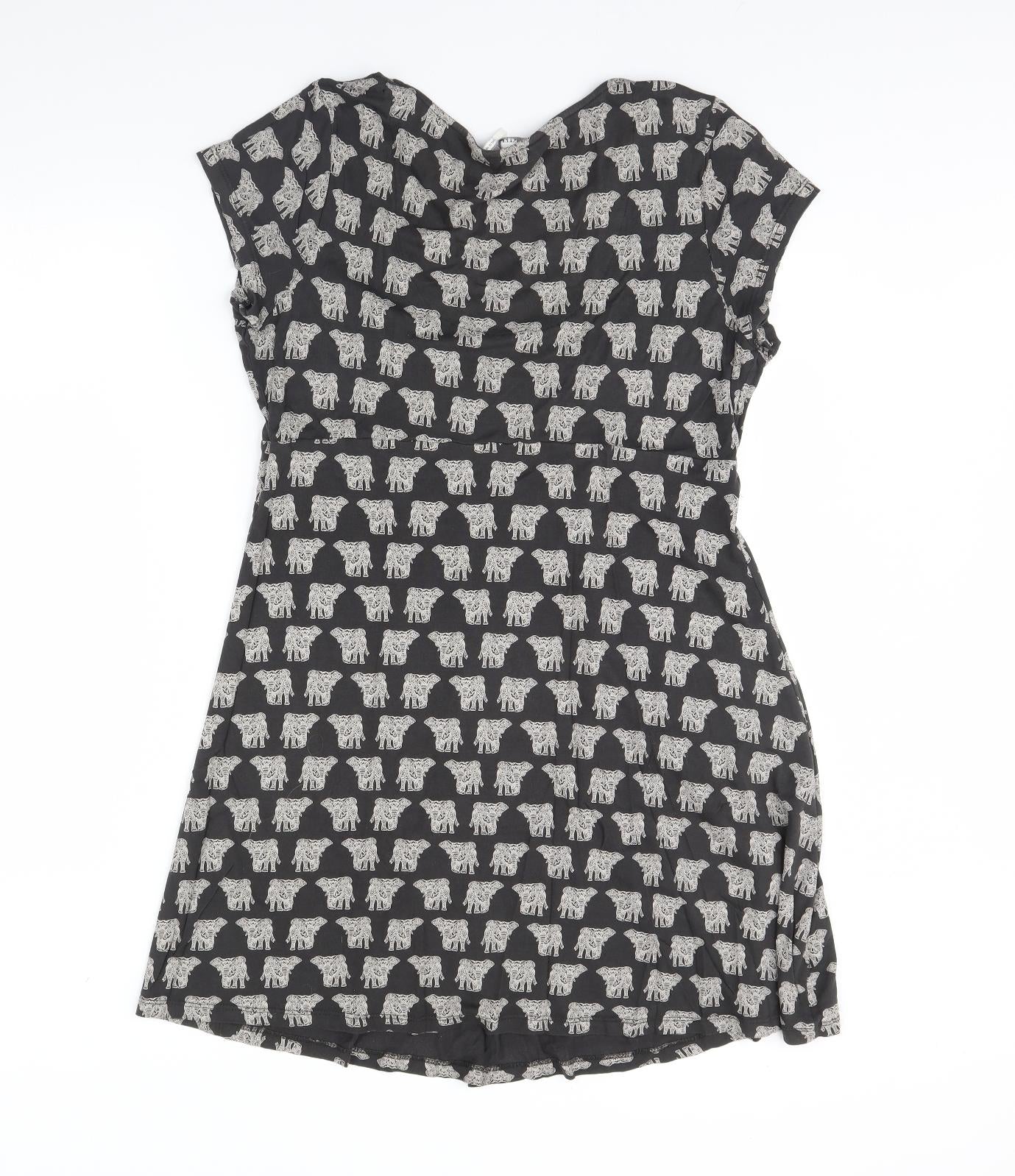 Fat Face Womens Black Animal Print  Mini  Size 18