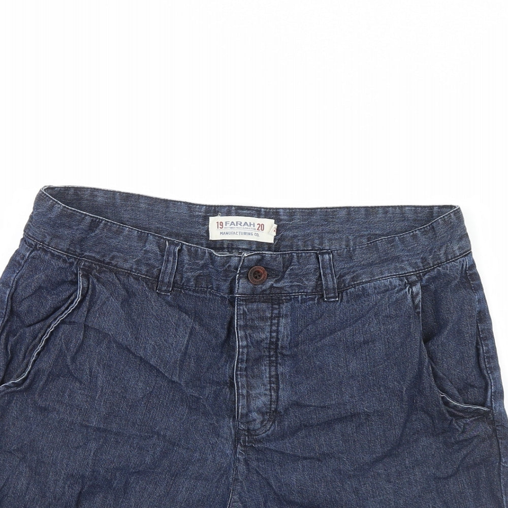 Farah Mens Blue  Denim Chino Shorts Size 32