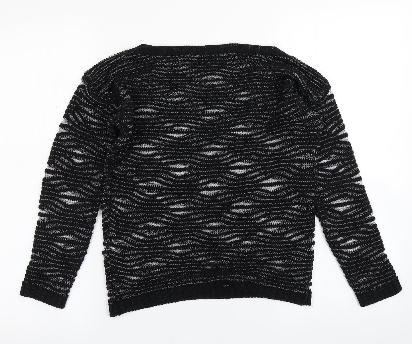 GUESS Womens Black Striped Knit Pullover Jumper Size S