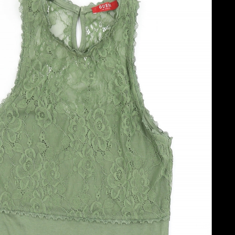 GUESS Womens Green   Basic Tank Size S