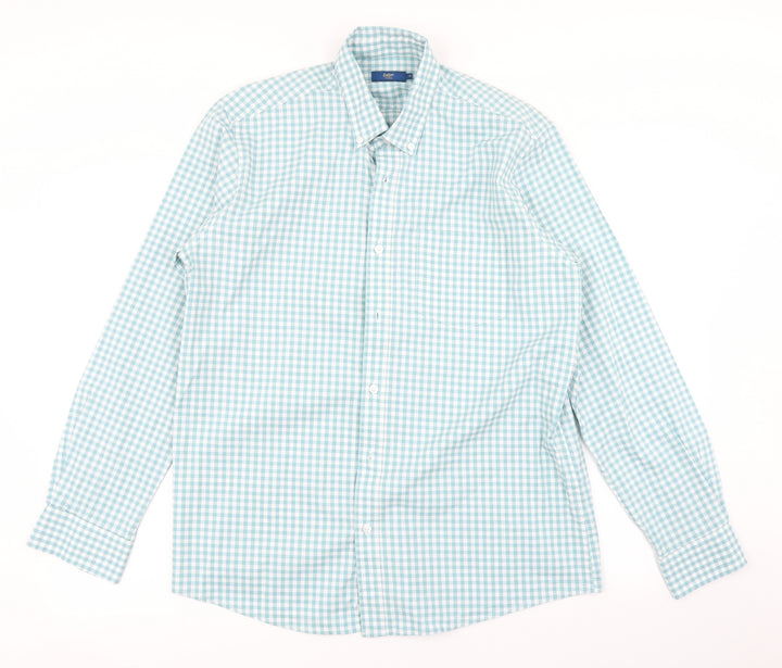 Cotton Traders Mens Black Check Button-Up Size M