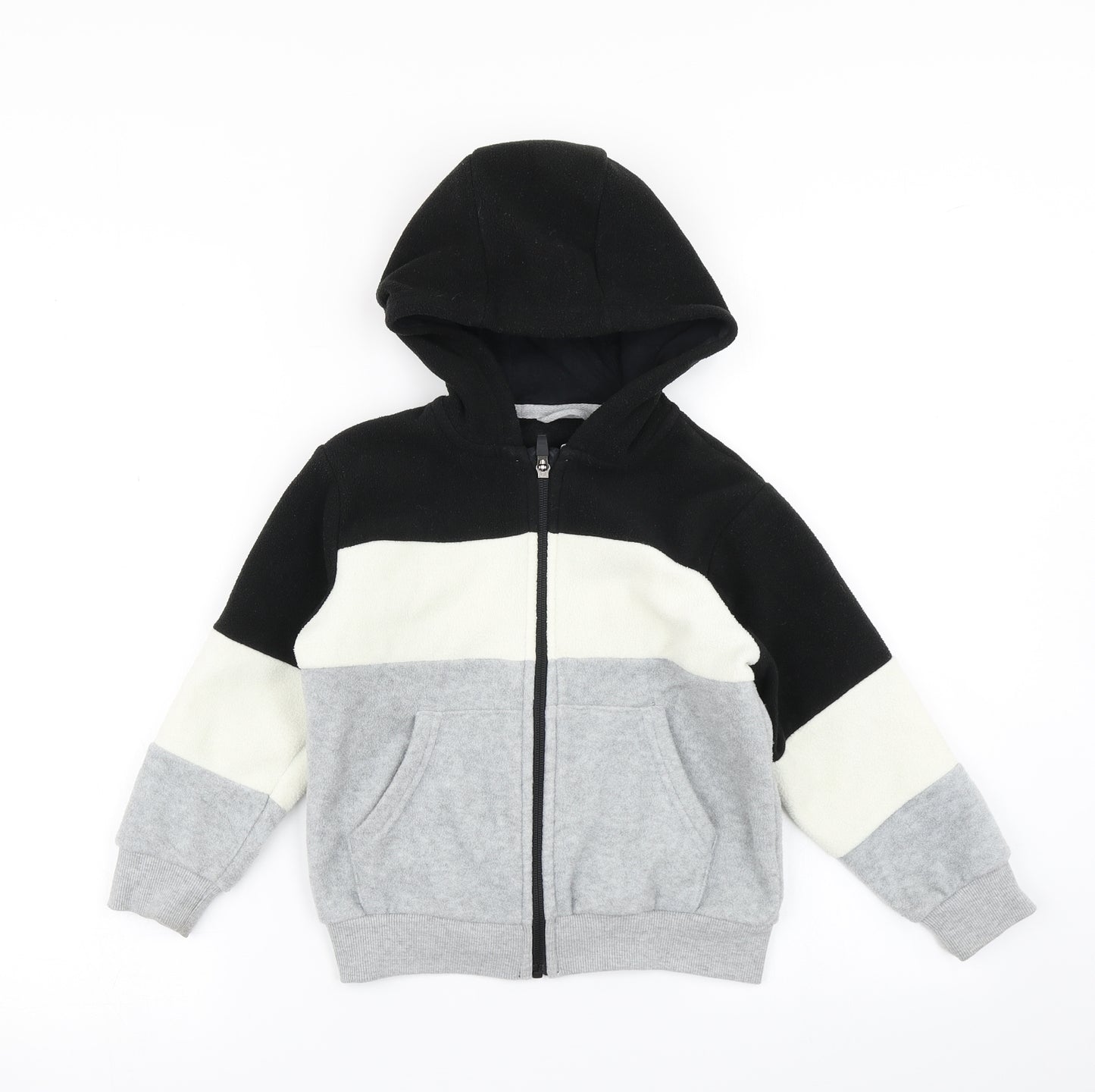 NEXT Boys Grey Colourblock Fleece Full Zip Hoodie Size 4-5 Years