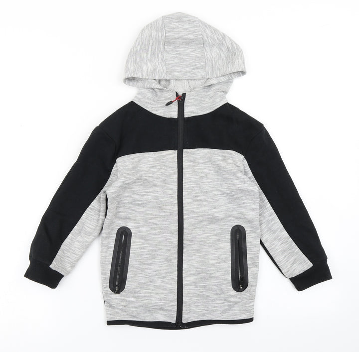 V Boys Grey Colourblock Track Jacket Jacket Size 6 Years