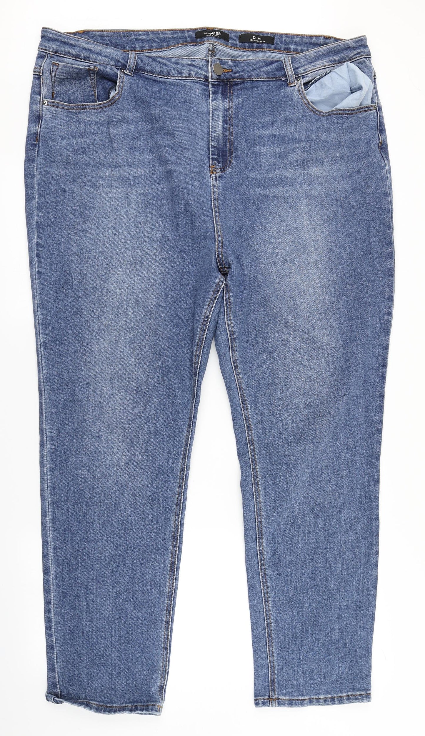 Simply Be Womens Blue  Denim Mom Jeans Size 24 L29 in