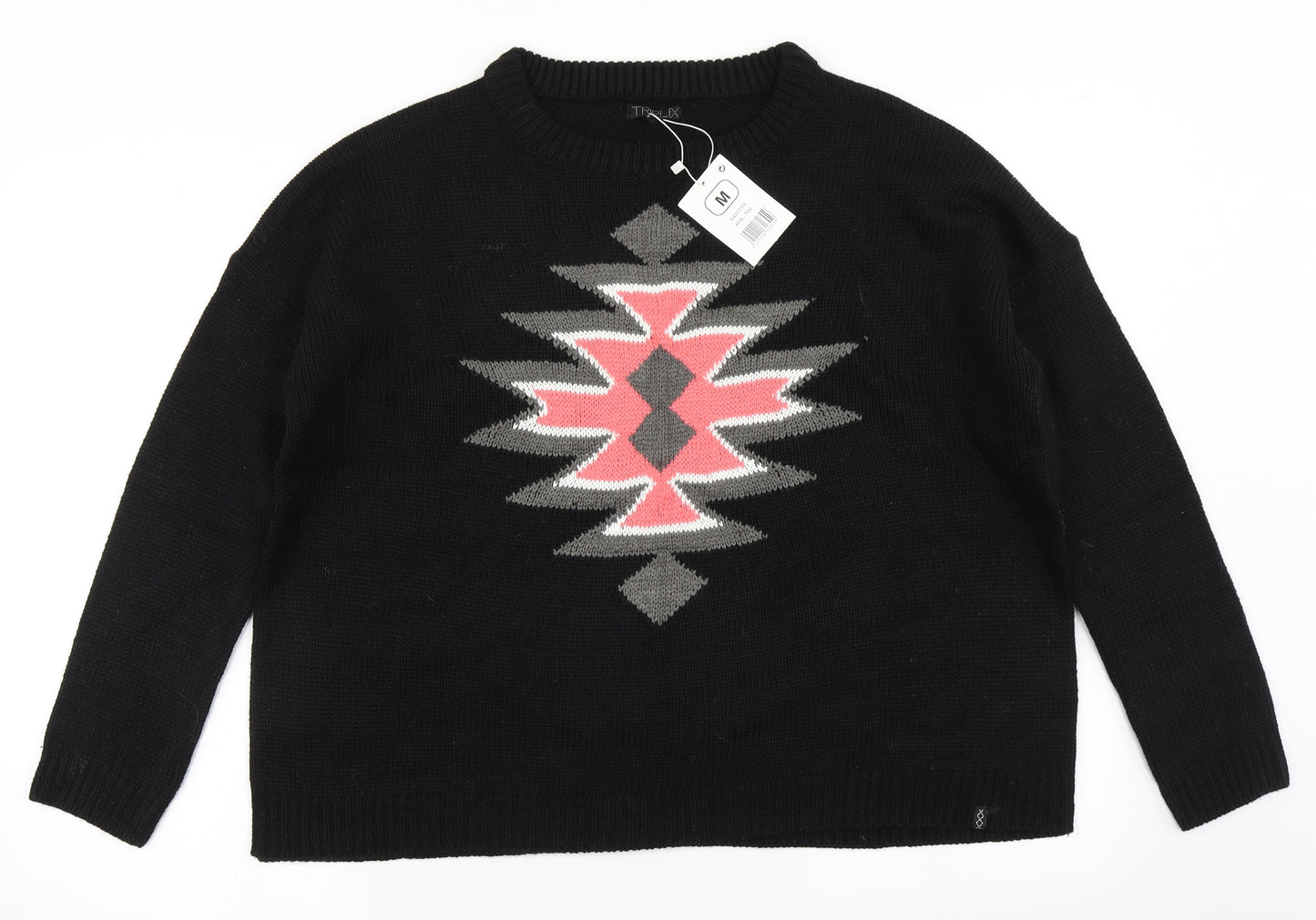 Triplix Womens Black  Knit Pullover Jumper Size M