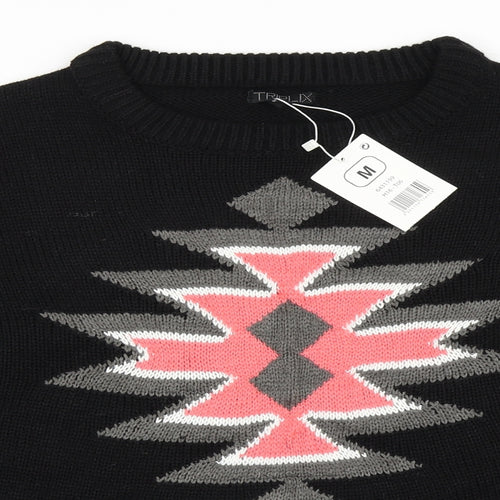 Triplix Womens Black  Knit Pullover Jumper Size M