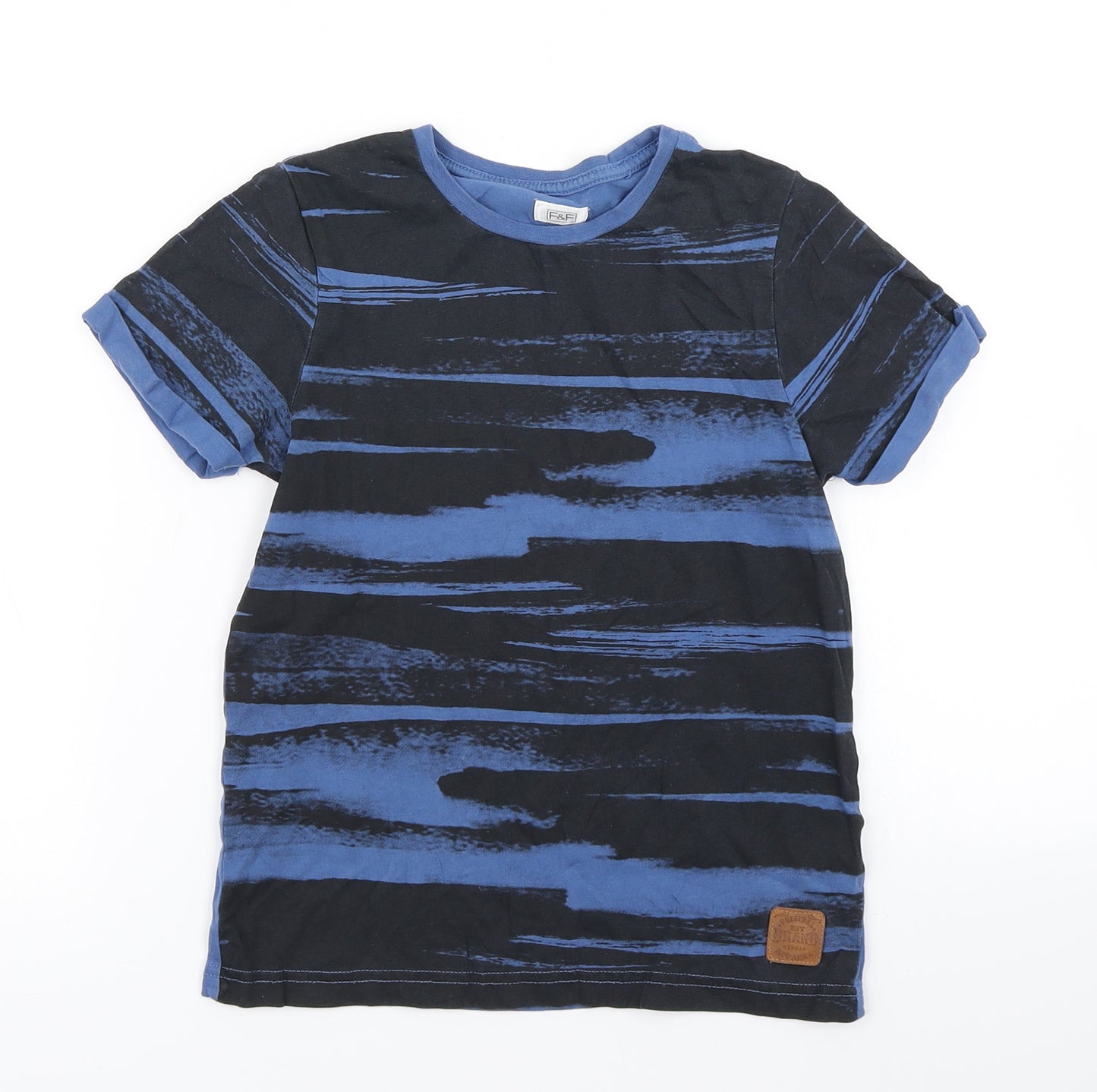 F&F Boys Blue Striped  Basic T-Shirt Size 6-7 Years