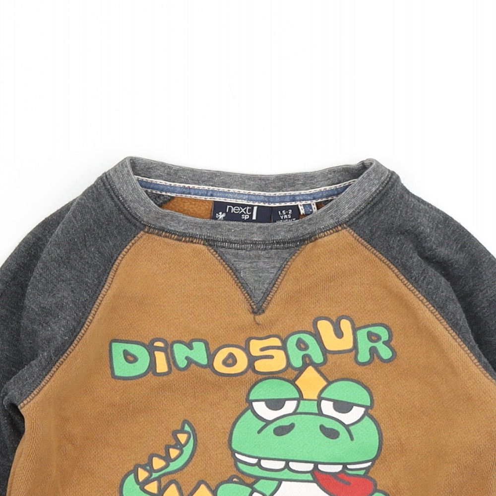 NEXT Boys Brown Colourblock  Pullover T-Shirt Size 18-24 Months