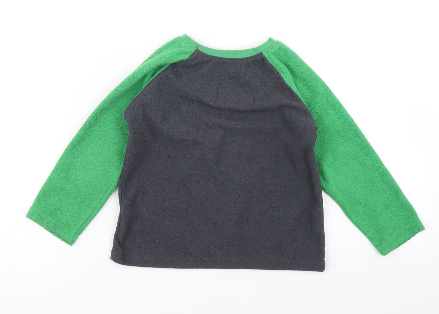 Primark Boys Green Colourblock Fleece Pullover T-Shirt Size 2-3 Years  - Dinosaur