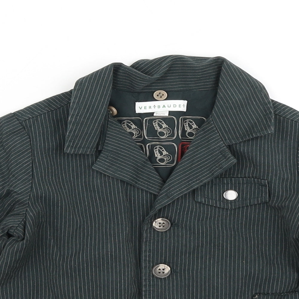 Vertbaudet Boys Green Striped  Jacket Blazer Size 12-18 Months