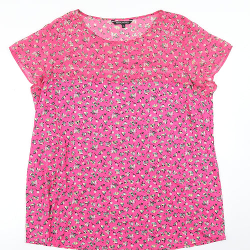 Anya Madsen Womens Pink Floral  Basic T-Shirt Size 26
