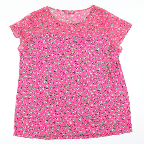 Anya Madsen Womens Pink Floral  Basic T-Shirt Size 26