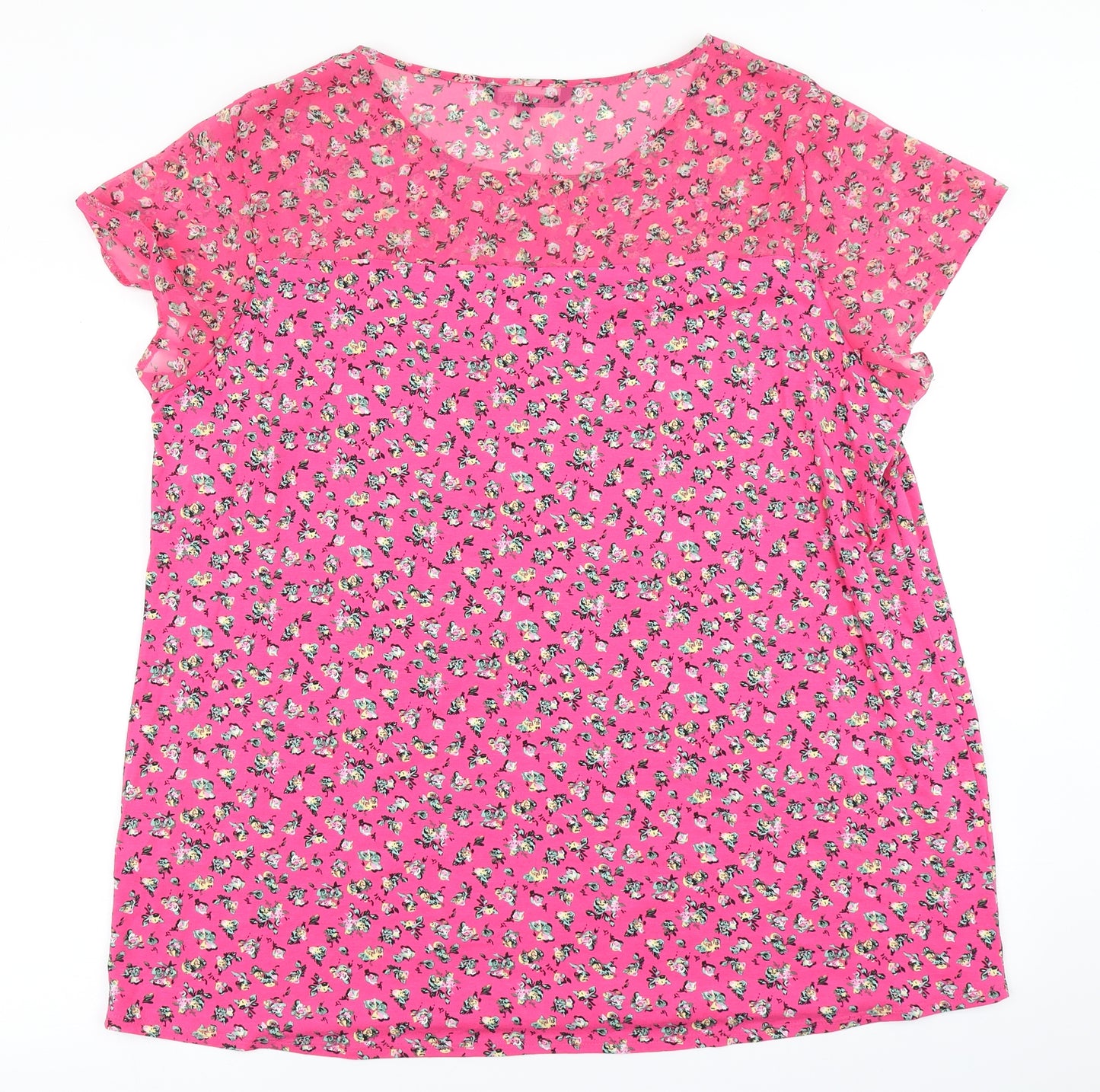 Anya Madsen Womens Pink Floral  Basic T-Shirt Size 26