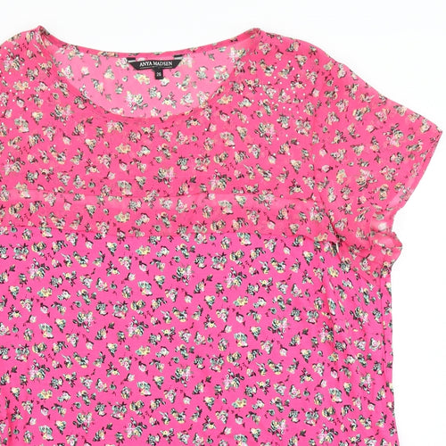 Anya Madsen Womens Pink Floral  Basic T-Shirt Size 26
