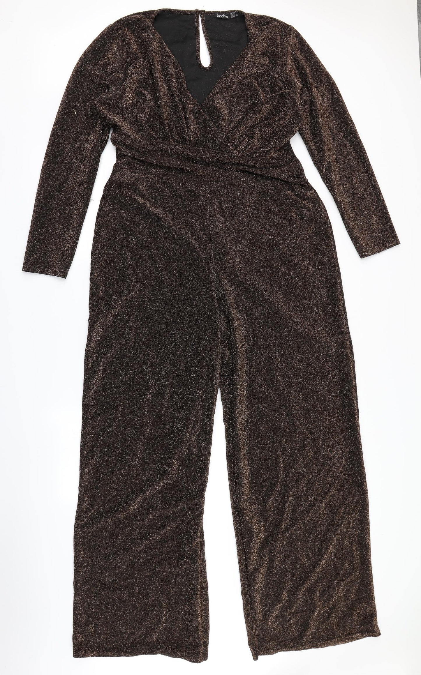 Boohoo Womens Brown   Jumpsuit One-Piece Size 18 L19 in