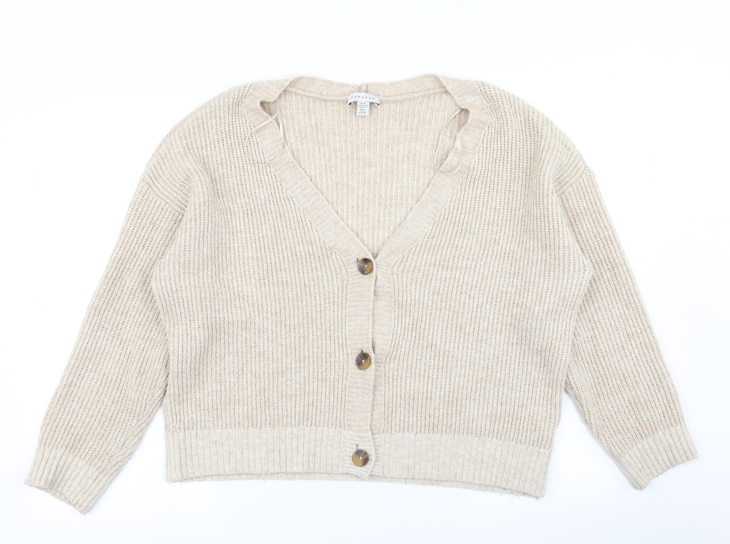 Topshop Womens Beige  Knit Cardigan Jumper Size XS