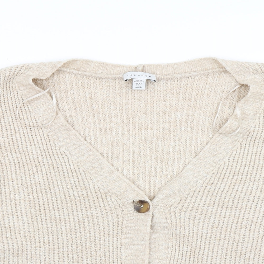 Topshop Womens Beige  Knit Cardigan Jumper Size XS