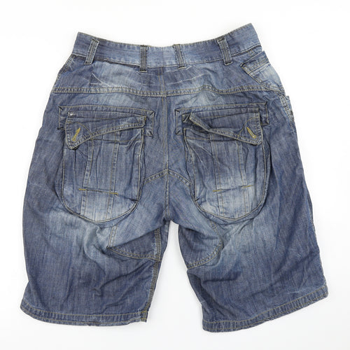 NEXT Mens Blue  Denim Cargo Shorts Size 34 in