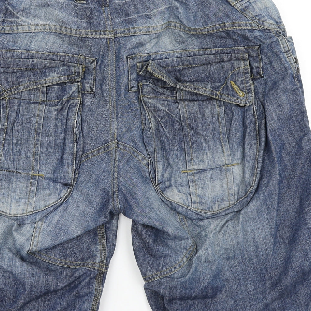 NEXT Mens Blue  Denim Cargo Shorts Size 34 in