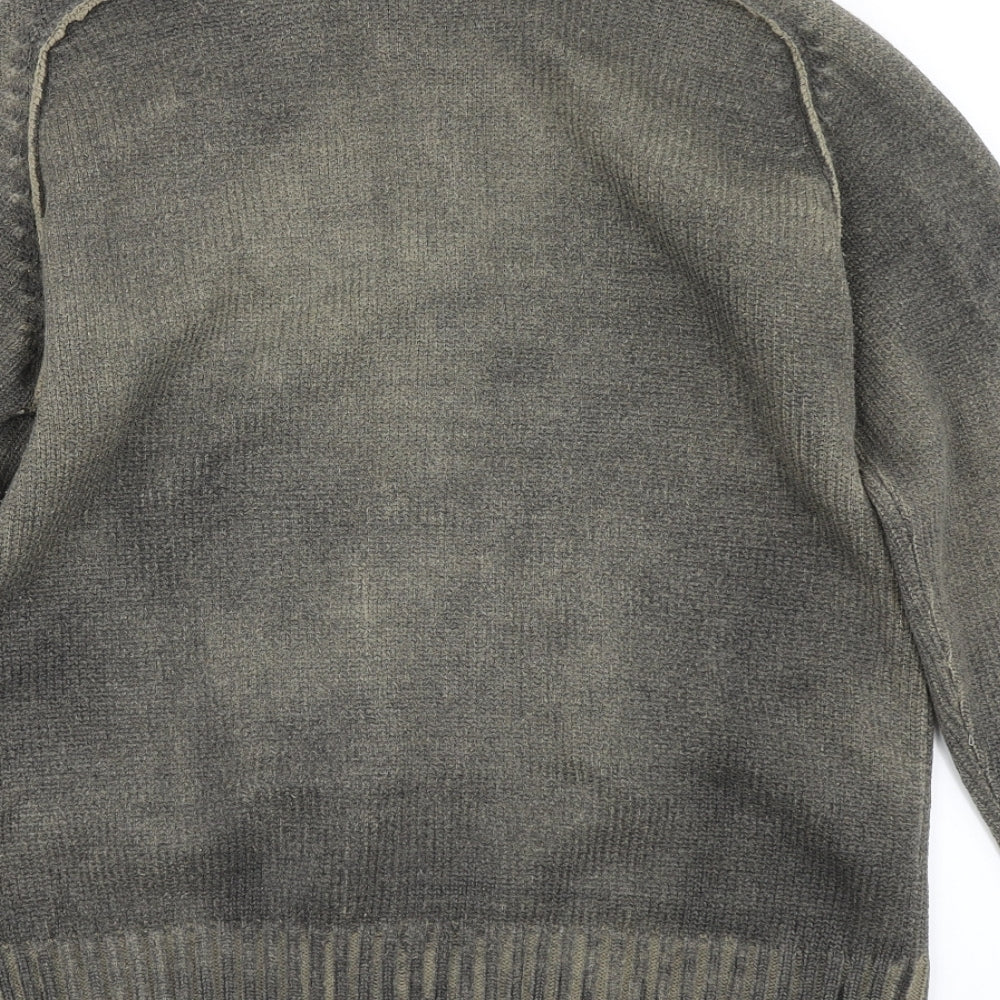 Simon Clark Mens Brown  Knit Full Zip Jumper Size M