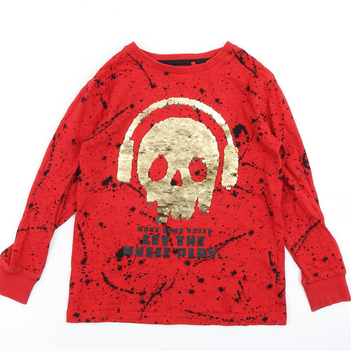 NEXT Boys Red Polka Dot  Basic T-Shirt Size 6 Years  - Reversible sequins