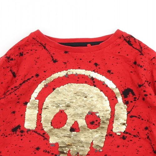 NEXT Boys Red Polka Dot  Basic T-Shirt Size 6 Years  - Reversible sequins