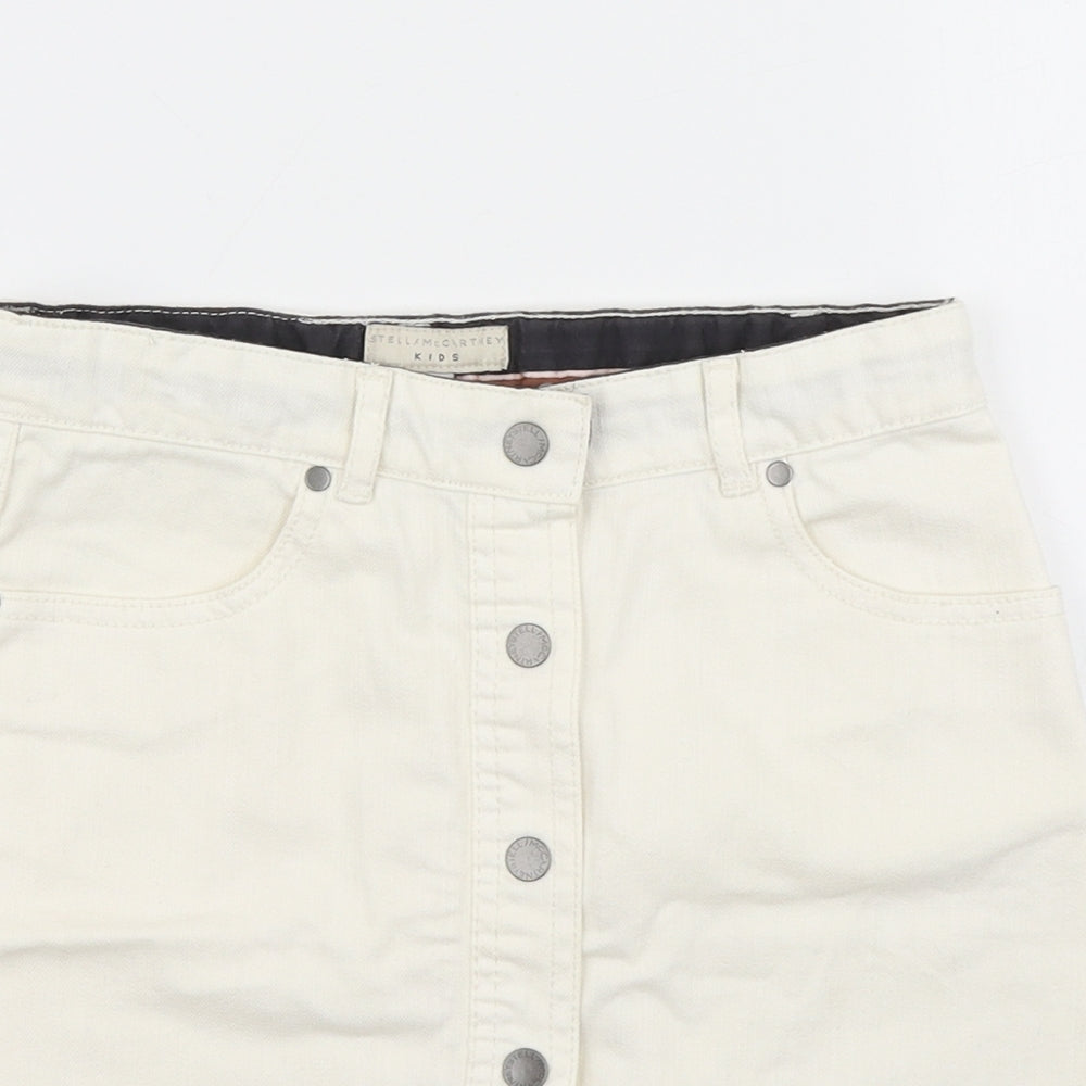 Stella McCartney Girls White  Denim A-Line Skirt Size 10 Years