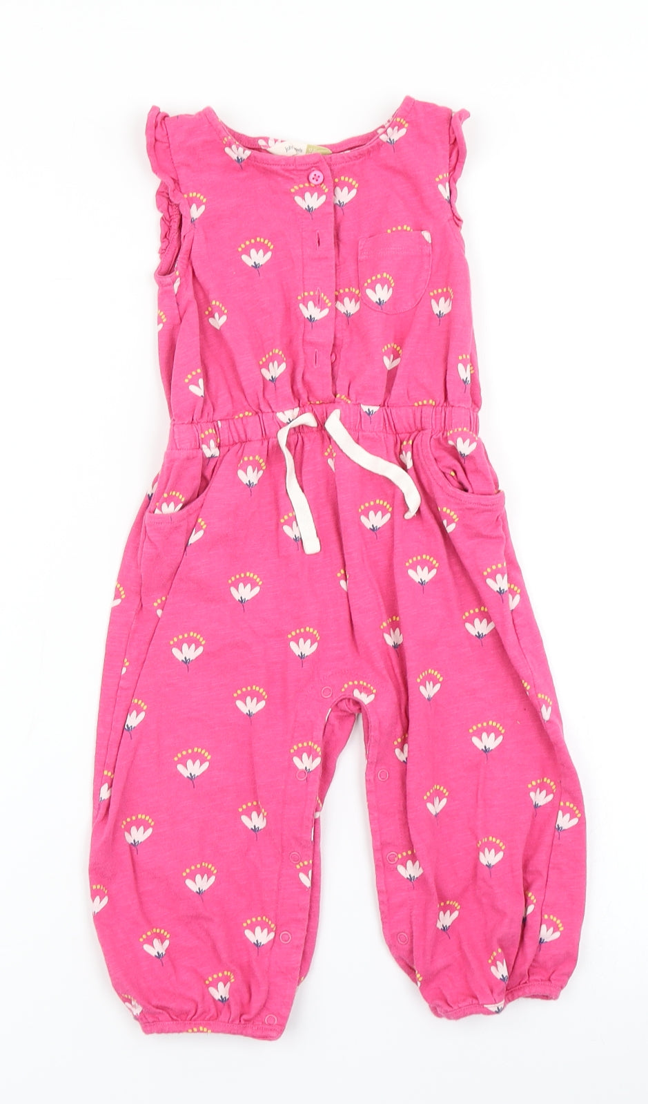 John Lewis Girls Pink Floral  Romper One-Piece Size 12-18 Months
