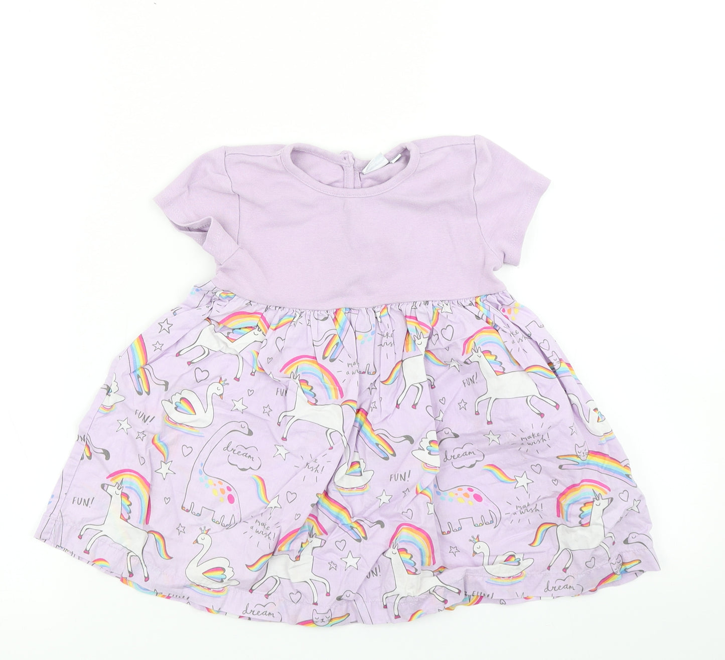 Bluezoo Girls Purple   Skater Dress  Size 12-18 Months  - unicorn print