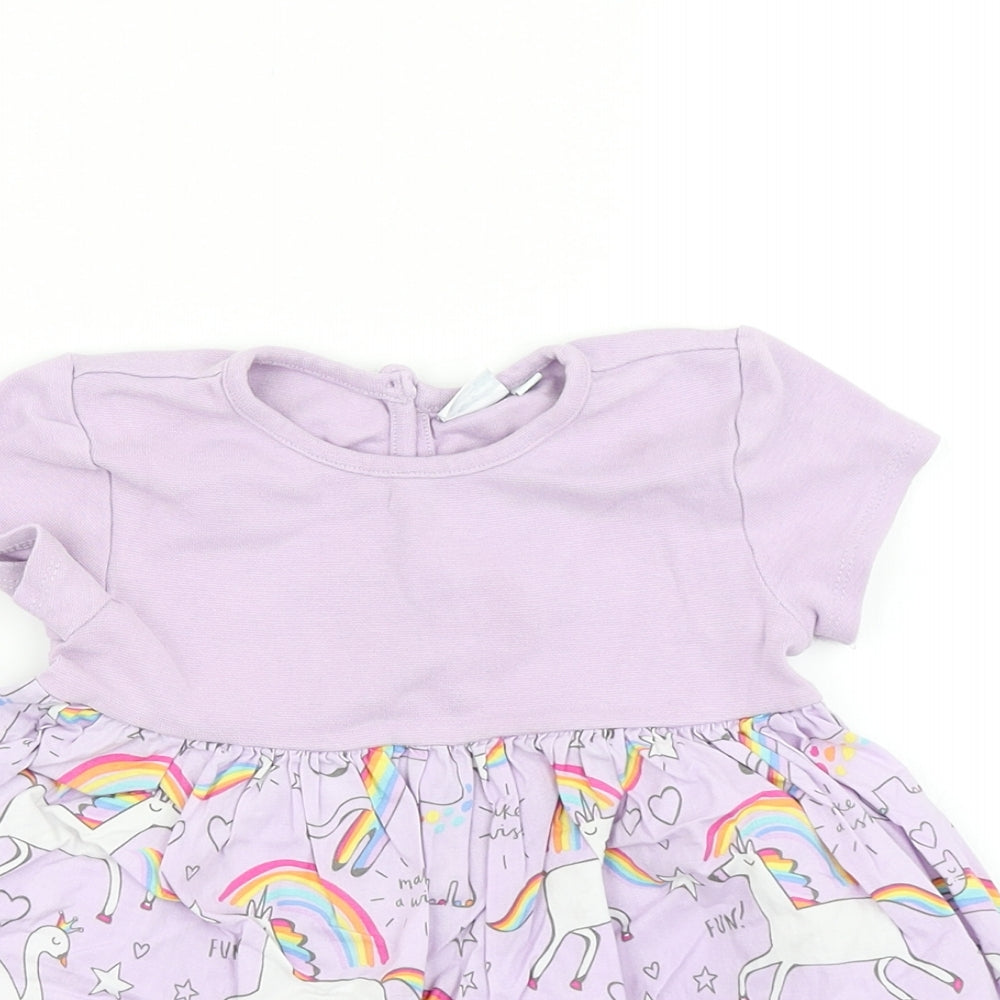 Bluezoo Girls Purple   Skater Dress  Size 12-18 Months  - unicorn print
