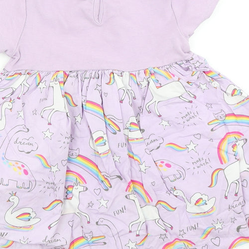 Bluezoo Girls Purple   Skater Dress  Size 12-18 Months  - unicorn print