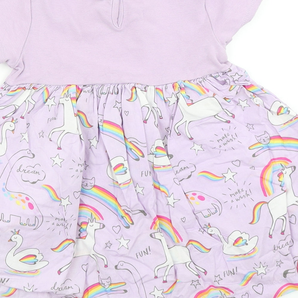 Bluezoo Girls Purple   Skater Dress  Size 12-18 Months  - unicorn print