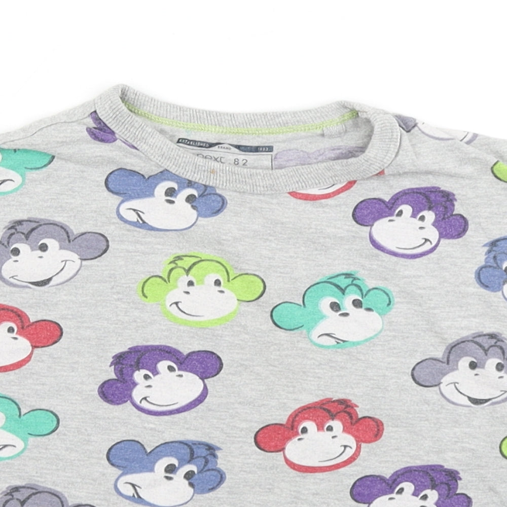 NEXT Boys Grey   Basic T-Shirt Size 3-4 Years  - Monkey print