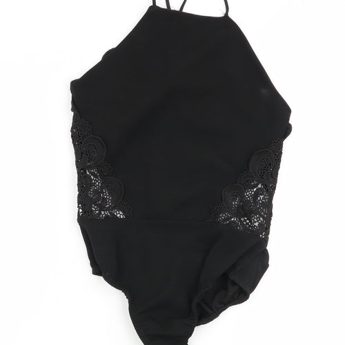 Missguided Womens Black Flecked  Bodysuit One-Piece Size 6