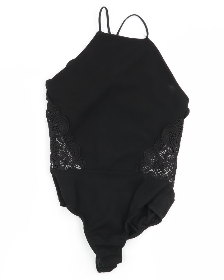 Missguided Womens Black Flecked  Bodysuit One-Piece Size 6