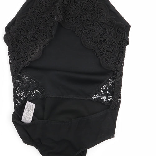 Missguided Womens Black Flecked  Bodysuit One-Piece Size 6