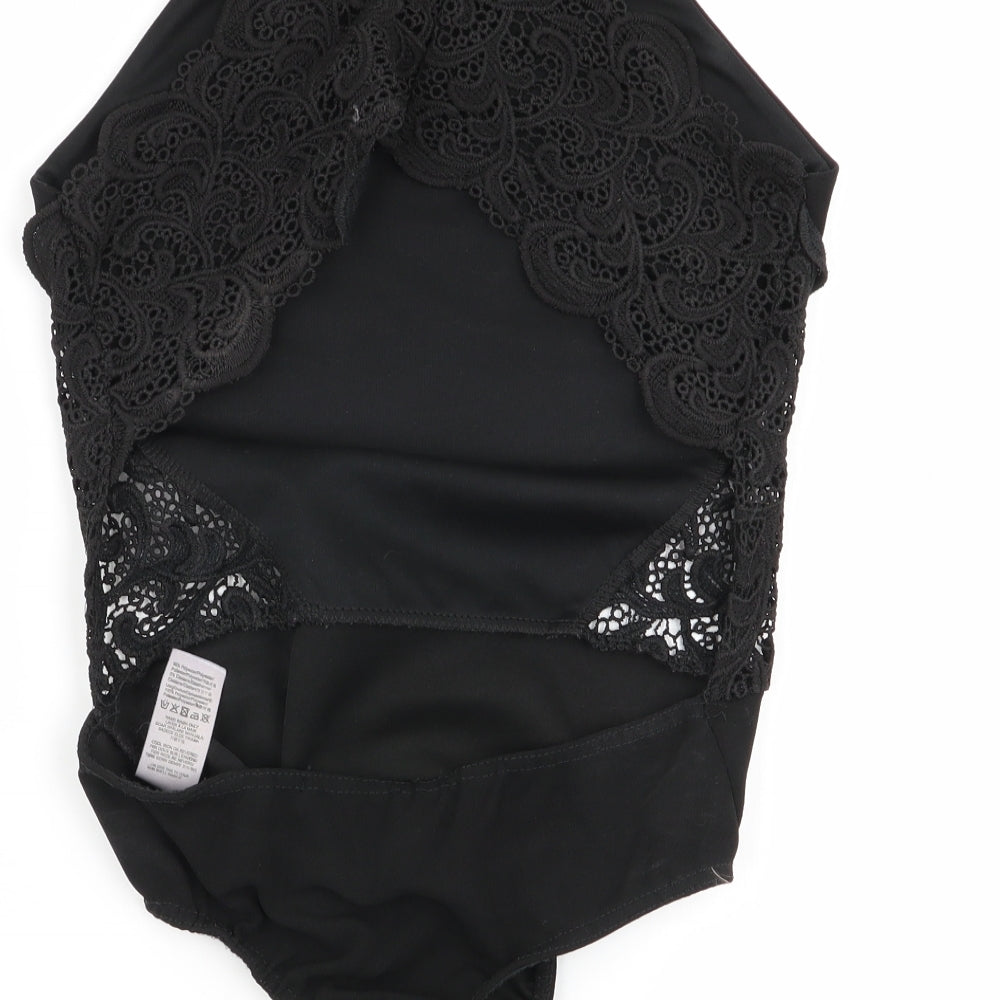 Missguided Womens Black Flecked  Bodysuit One-Piece Size 6