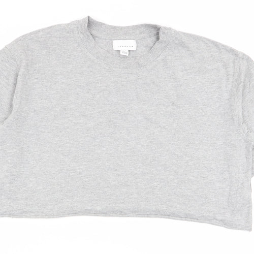 Topshop Womens Grey   Basic T-Shirt Size 10  - cropped