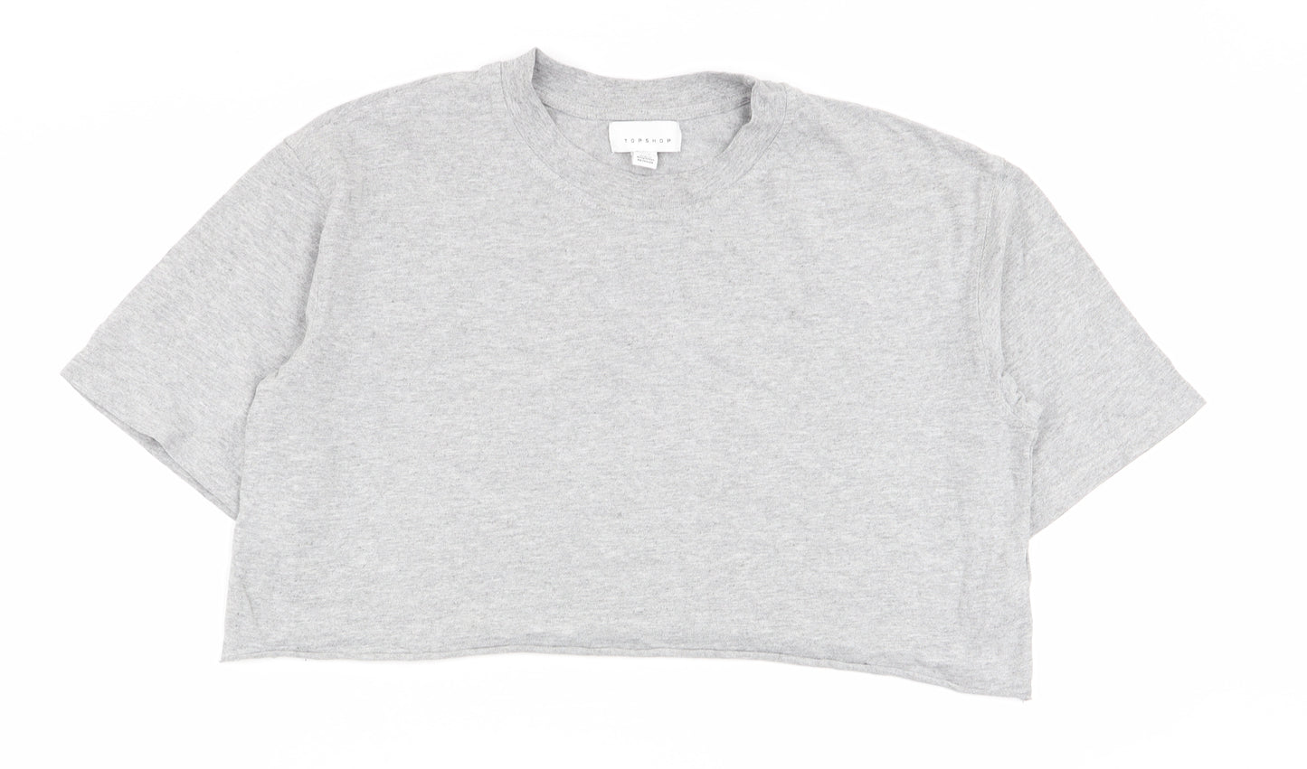 Topshop Womens Grey   Basic T-Shirt Size 10  - cropped