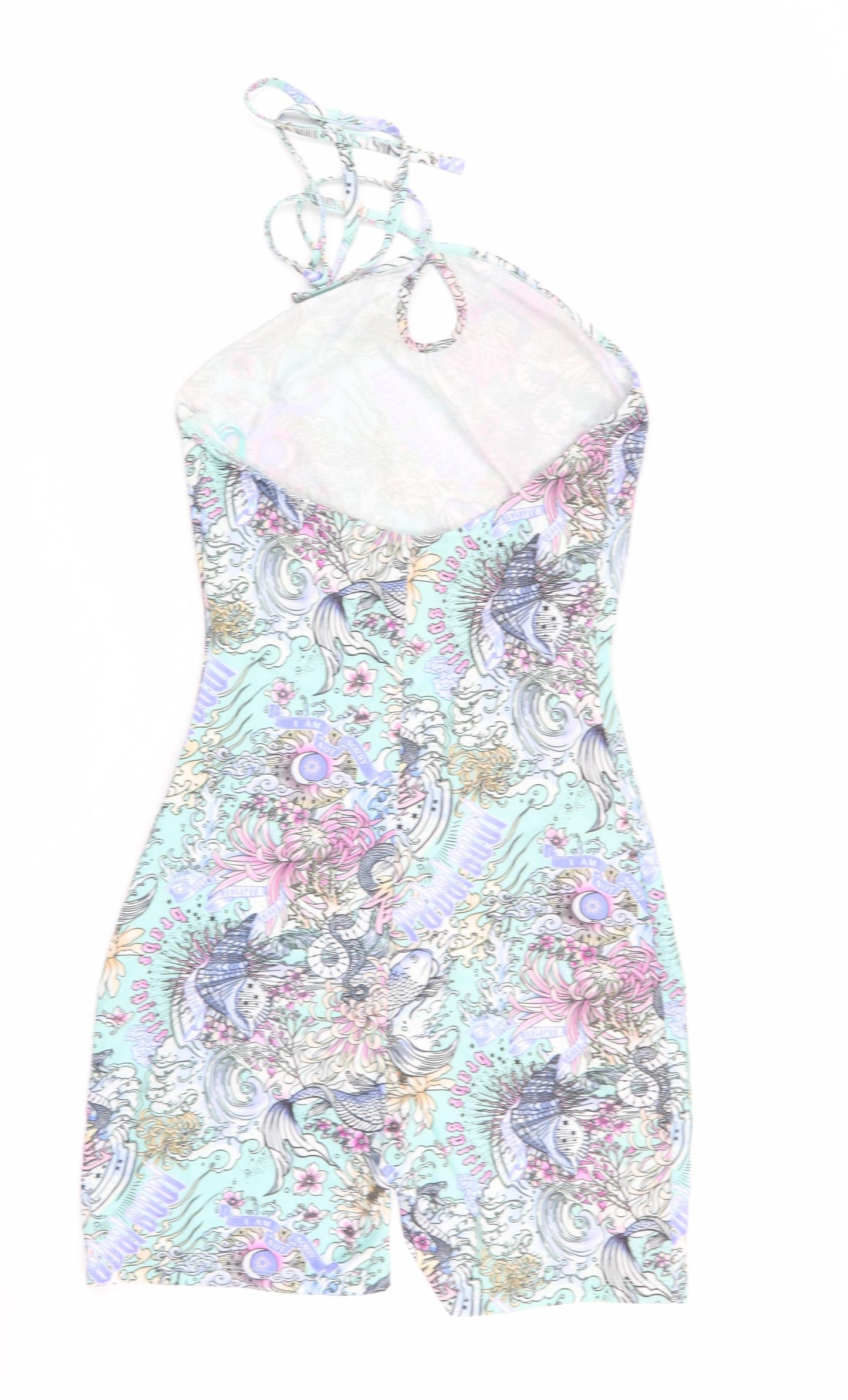 Bershka Womens Multicoloured Geometric  Playsuit One-Piece Size 10