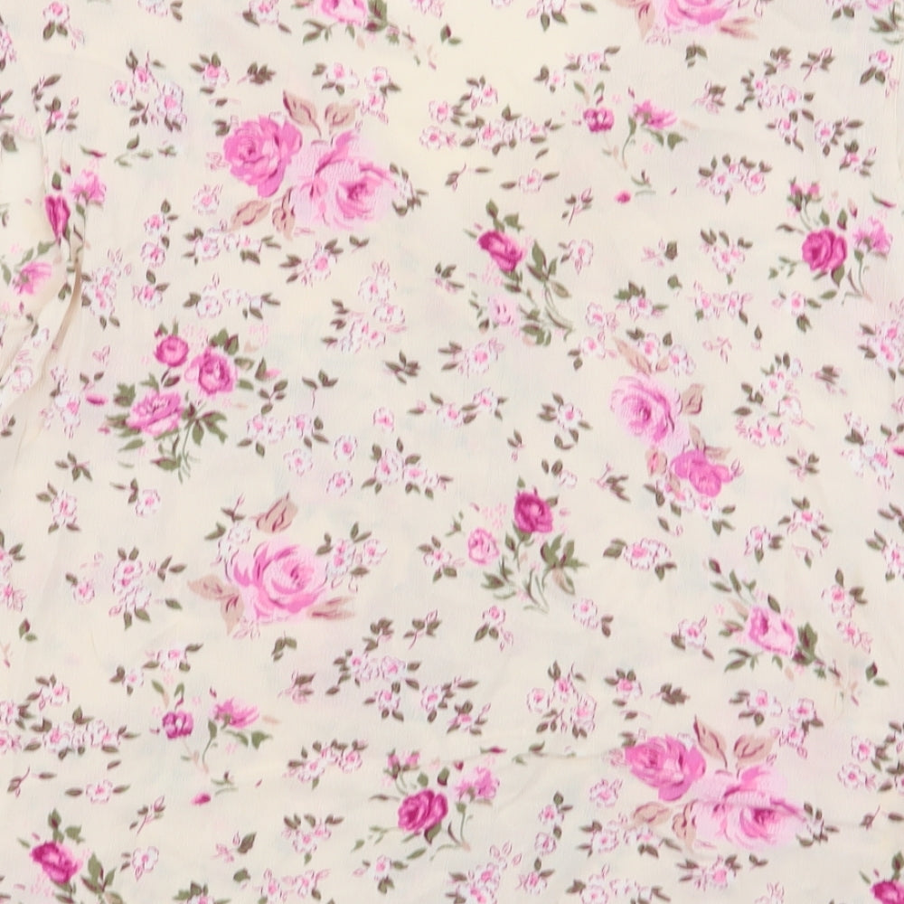 evie Womens Beige Floral  Basic Blouse Size 16