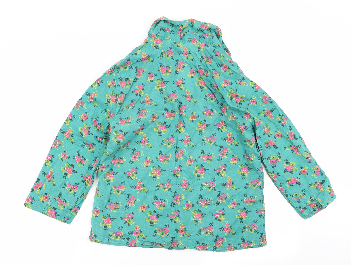 EAST Womens Green Floral  Basic Button-Up Size 12