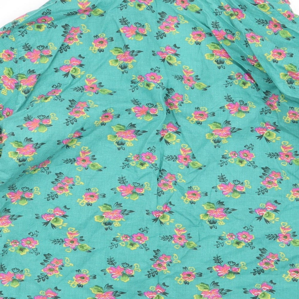 EAST Womens Green Floral  Basic Button-Up Size 12