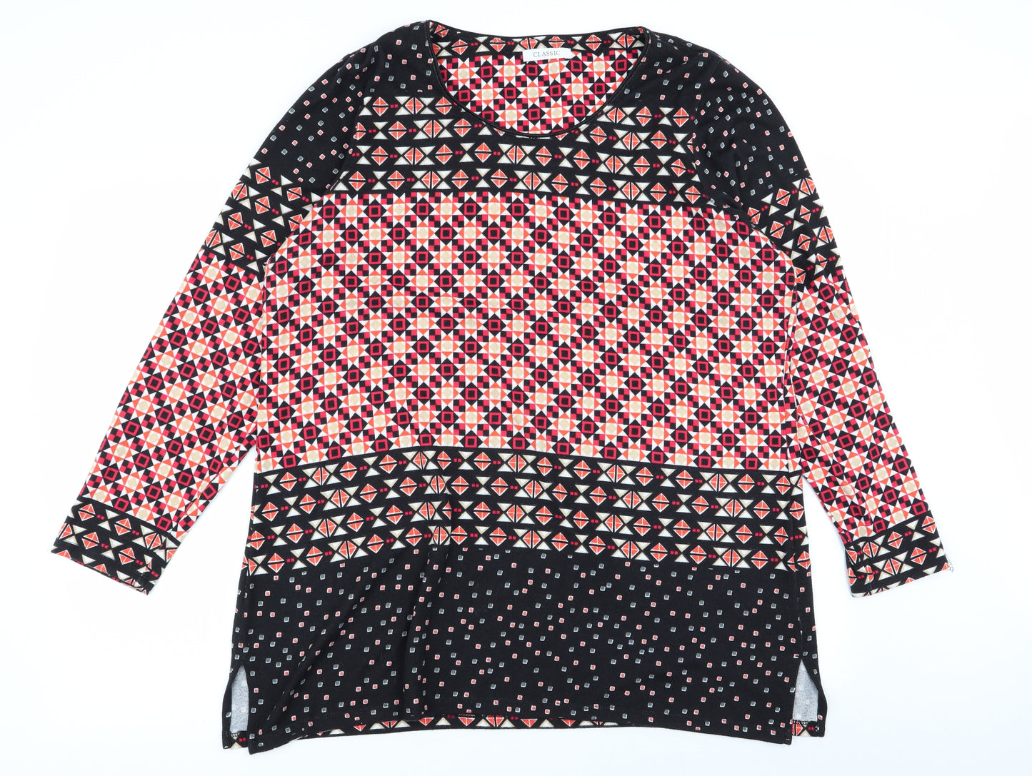 M&S Womens Multicoloured Geometric  Basic T-Shirt Size 20