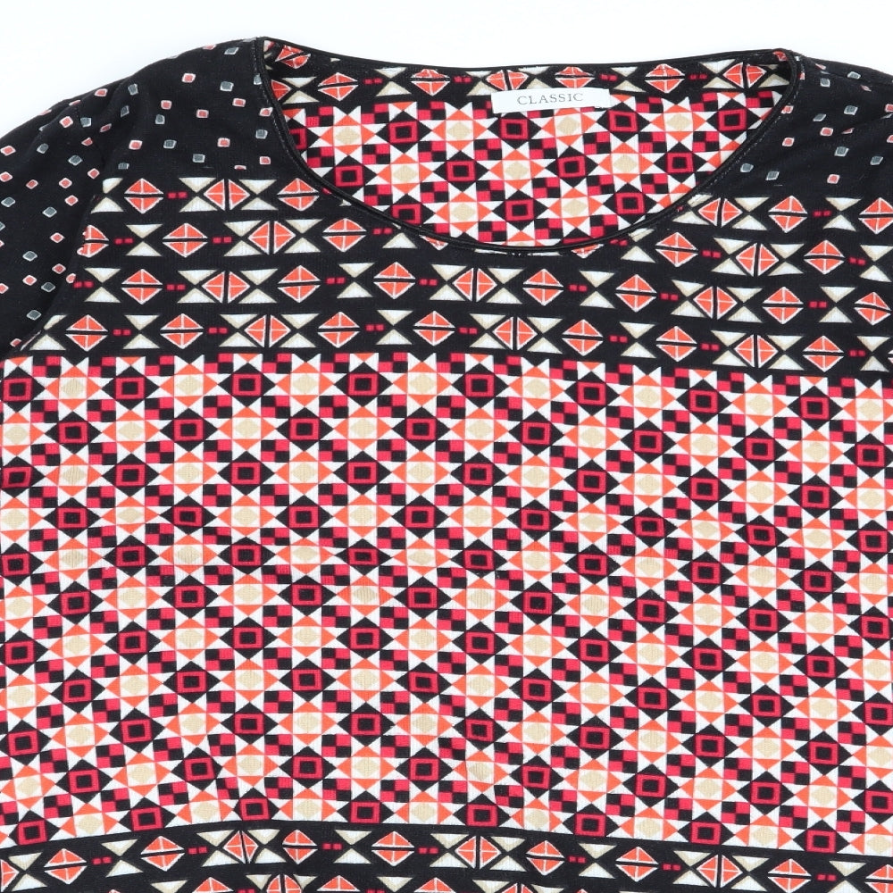 M&S Womens Multicoloured Geometric  Basic T-Shirt Size 20