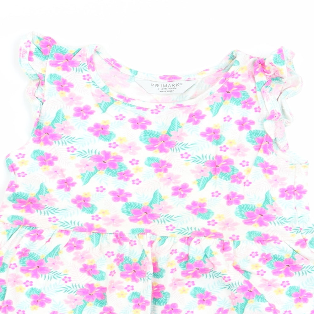 Primark Girls Multicoloured Floral  Fit & Flare  Size 3-4 Years