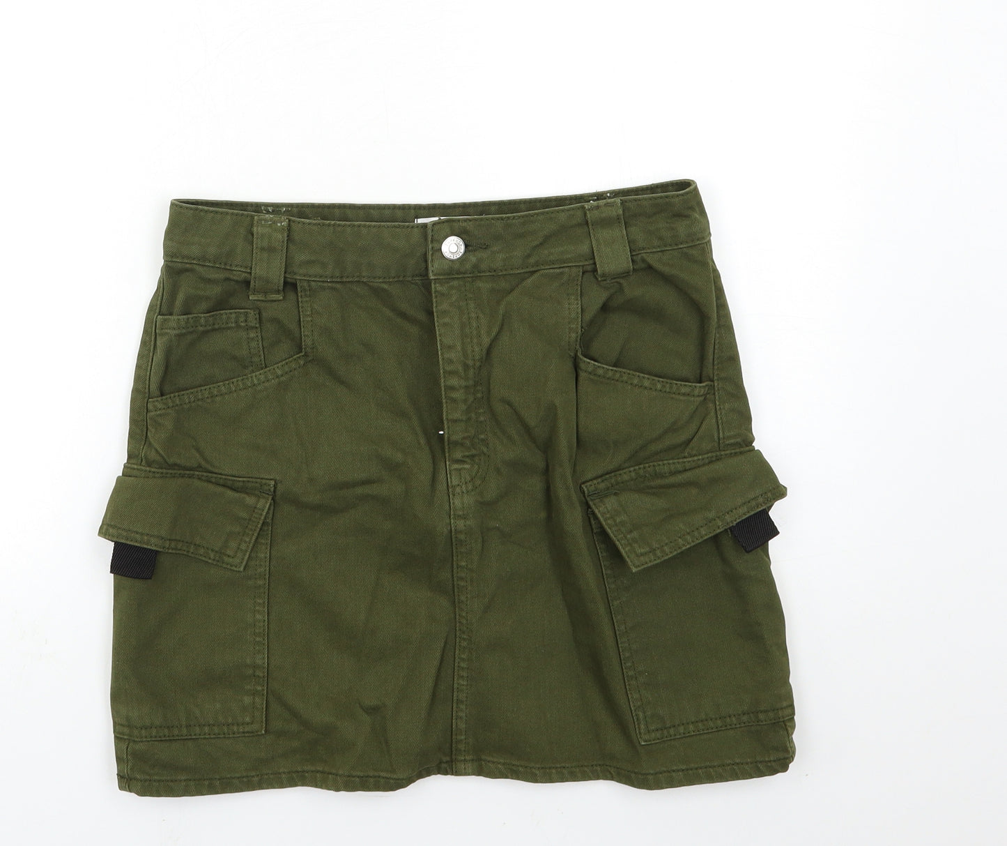 Topshop Womens Green  Denim Mini Skirt Size 10