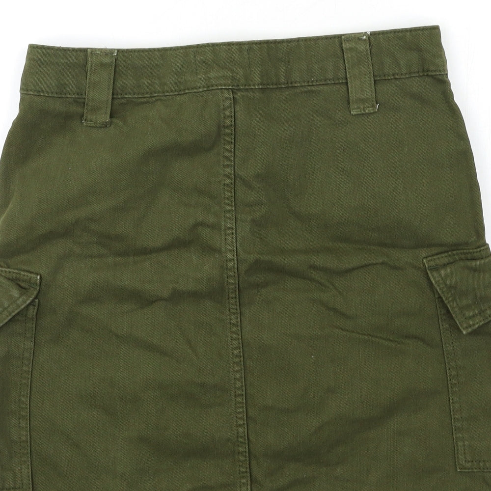Topshop Womens Green  Denim Mini Skirt Size 10