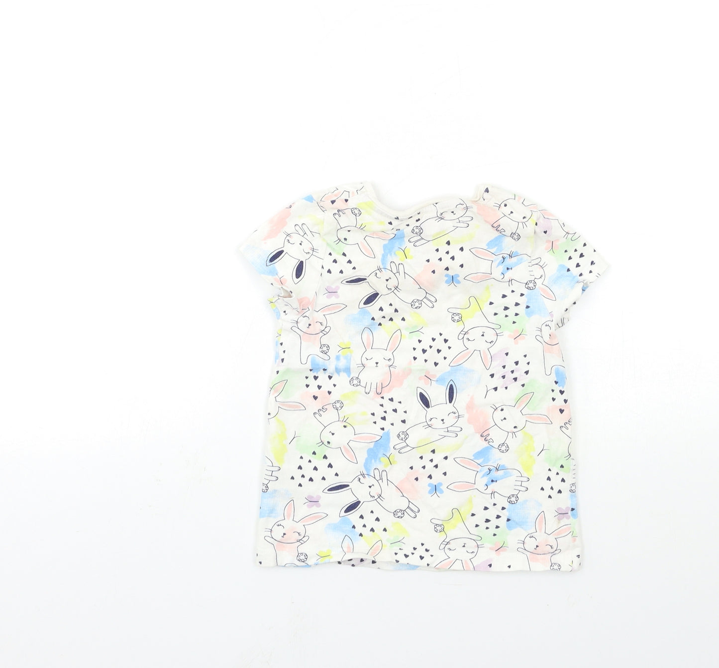 F&F Girls White Animal Print  Basic T-Shirt Size 3-4 Years